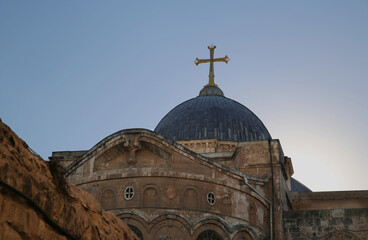 Fototapeta na wymiar The dome of the Church of the Holy Sepulcher in Jerusalem