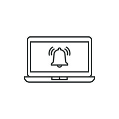 Notification on laptop screen icon line style isolated on white background. Vector illustration