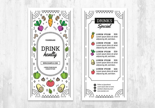 Vegan Vegetarian Menu Flyer with Fruit and Vegetables