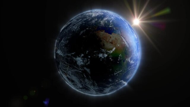 Sun rising behind planet Earth, Luma Matte attached
