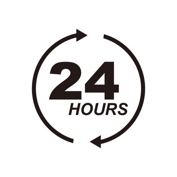 24 hour logo vector icon. 