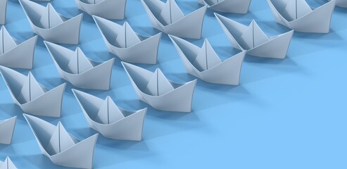 paper boat leadership business concept 3d