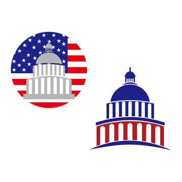 Capitol building logo vector a Government icon