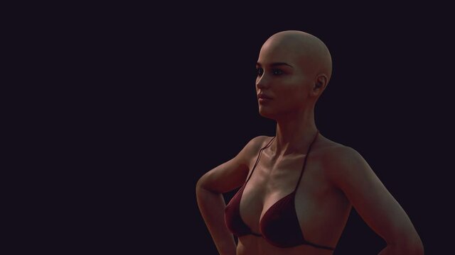 Beautiful bikini woman in the dark