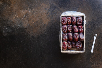 date fruit sweet dried fruits tasty snack diet top view copy space  food background rustic image 