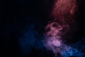 Blue and pink steam on a black background.