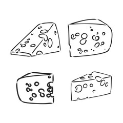 Piece of Cheese. a piece of cheese, vector sketch on a white background