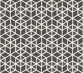 Vector seamless abstract pattern. Modern stylish striped lattice texture. Repeating geometric tiles with hexagonal elements.