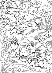 Coloring book for children with a dinosaur