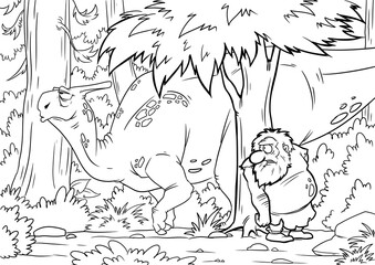 Coloring book for children with a dinosaur