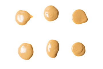 Mushroom sauce splashes isolated on white background.