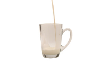Milk in the cup isolated on white background.
