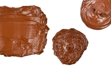 Chocolate cream isolated on white background.