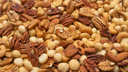 Mix of nuts as a background.