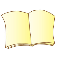 開いた無地のノートのイラスト　（茶系ライン）