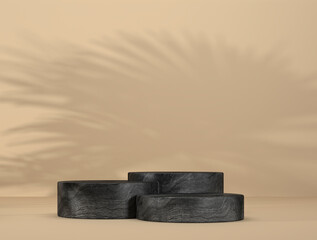 abstract template as presentation stage with leaf shadow in front of background - 3D Illustration