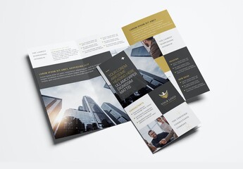 Business Brochure for Investment Consultants with Elegant Black and Gold theme Trifold