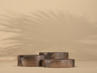 abstract template as presentation stage with leaf shadow in front of background - 3D Illustration