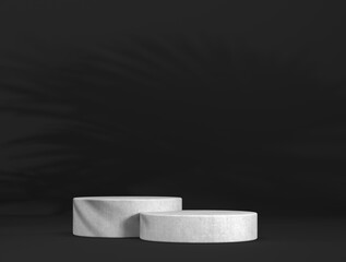 abstract template as presentation stage with leaf shadow in front of background - 3D Illustration