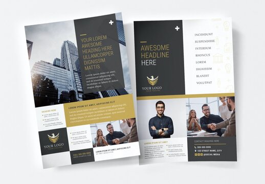 Investment Consultants Poster Flyer Banner  for Business with Elegant Black and Gold theme