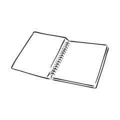 Sketch of notebook. Vector illustration with hand drawn leaf of notebook. Notepad with clear page