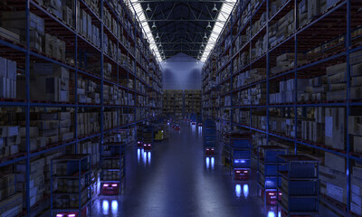 interior of an automated warehouse