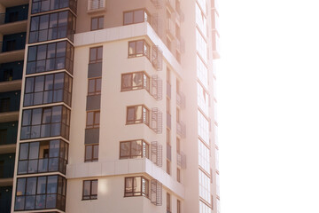 new houses with a blue sky, sunset