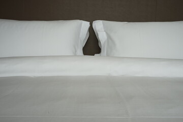 Fototapeta na wymiar Image of sleep, Bedding with white pillow and sheets - 睡眠 イメージ 枕 シーツ