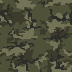 Camouflage woodland seamless vector pattern, military texture for printing.