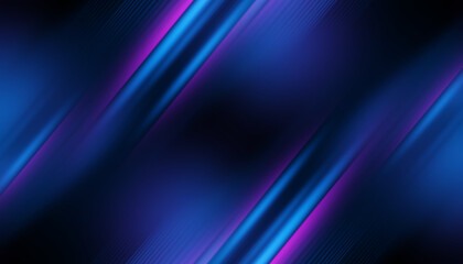 Empty dark abstract background with ultraviolet geometric lines. Neon glow.