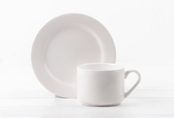White porcelain cup and plate