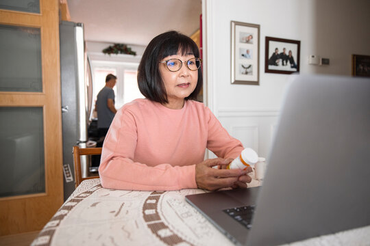 Senior woman seeking medical advice on video call