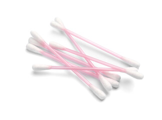 Cotton swabs on white background