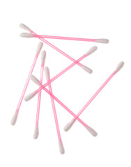 Cotton swabs on white background