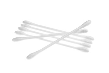 Cotton swabs on white background