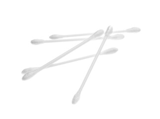 Cotton swabs on white background