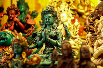 Fototapeta premium buddhism, san diego, religion, buddha statue, colour, peace, praying, yellow background, us
