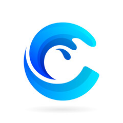 water logo letter c vector
