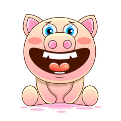 Cute pig cartoon Vector Sign for print, in comics, Fashion, pop