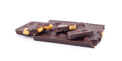 Broken bar of chocolate.
