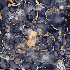 Seamless abstract alcohol ink art with gold leaf overlay. High quality illustration. Contemporary gradient transparent swirl of liquid. Metallic gold luxury marble elegant repeat pattern design print