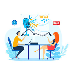 Radio live, headset microphone, media entertainment, transmitter dj composition , design, cartoon style vector illustration.