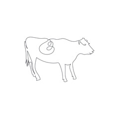 cow one line vector illustration