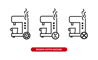 Vector image. Icon of a broken coffee machine.