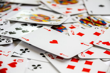 Classic playing card game laid out on a table