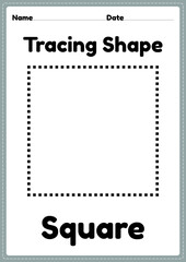 Tracing shape square worksheet for kindergarten and preschool kids for educational activities in a printable illustration