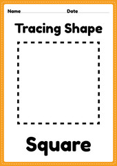 Tracing shape square worksheet for kindergarten and preschool kids for educational activities in a printable illustration