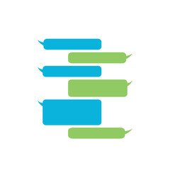 Set of message bubbles chat boxes green and blue color on white background, vector illustration.