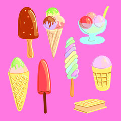 ice cream collection. vector