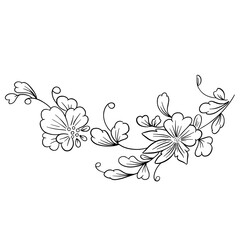 Vector Line Art Floral Flowers Tattoo Style for Valentines